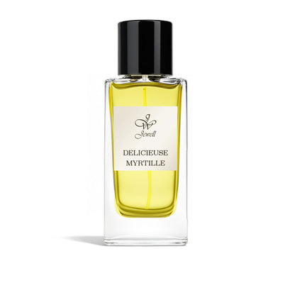 Eau de parfum gourmande Délicieuse Myrtille par Atelier Jewell.